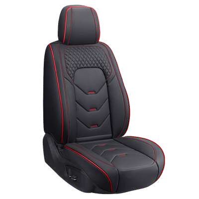 Cubre asiento de vinil Model W negro filos rojos